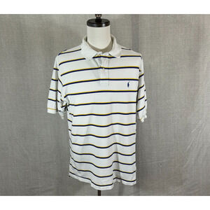Vintage Polo Ralph Lauren Shirt Mens XLT White Stripe Short Sleeve Golf Polo